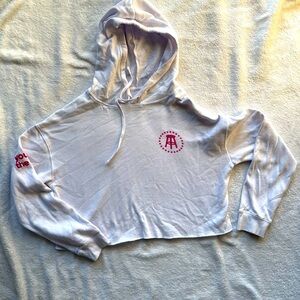 White cropped barstool breast cancer sweatshirt